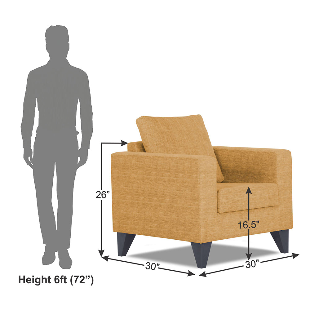 Adorn India Hallton Plain 1 Seater Sofa (Beige) (3 Year Warranty)