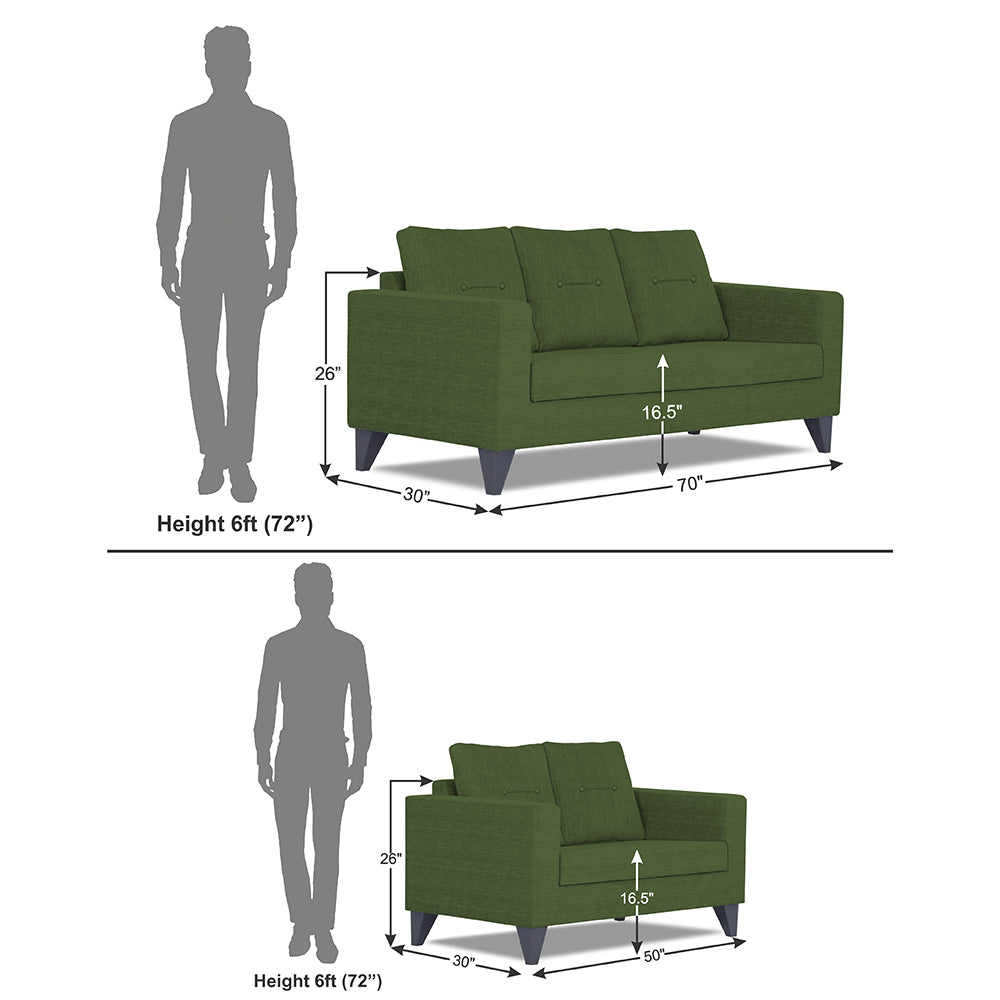 Adorn India Hallton Tufted 3+2 5 Seater Sofa Set (Green) (3 Year Warranty)