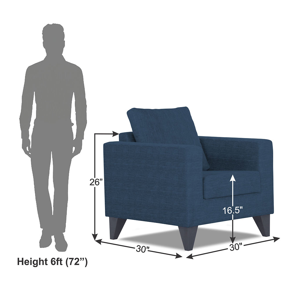 Adorn India Hallton Plain 1 Seater Sofa (Blue) (3 Year Warranty)