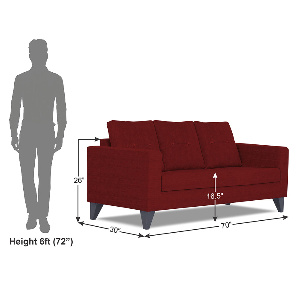 Adorn India Hallton Tufted 3 Seater Sofa (Maroon) (3 Year Warranty)