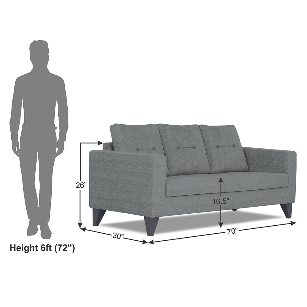 Adorn India Hallton Tufted 3 Seater Sofa (Grey)(3 Year Warranty)