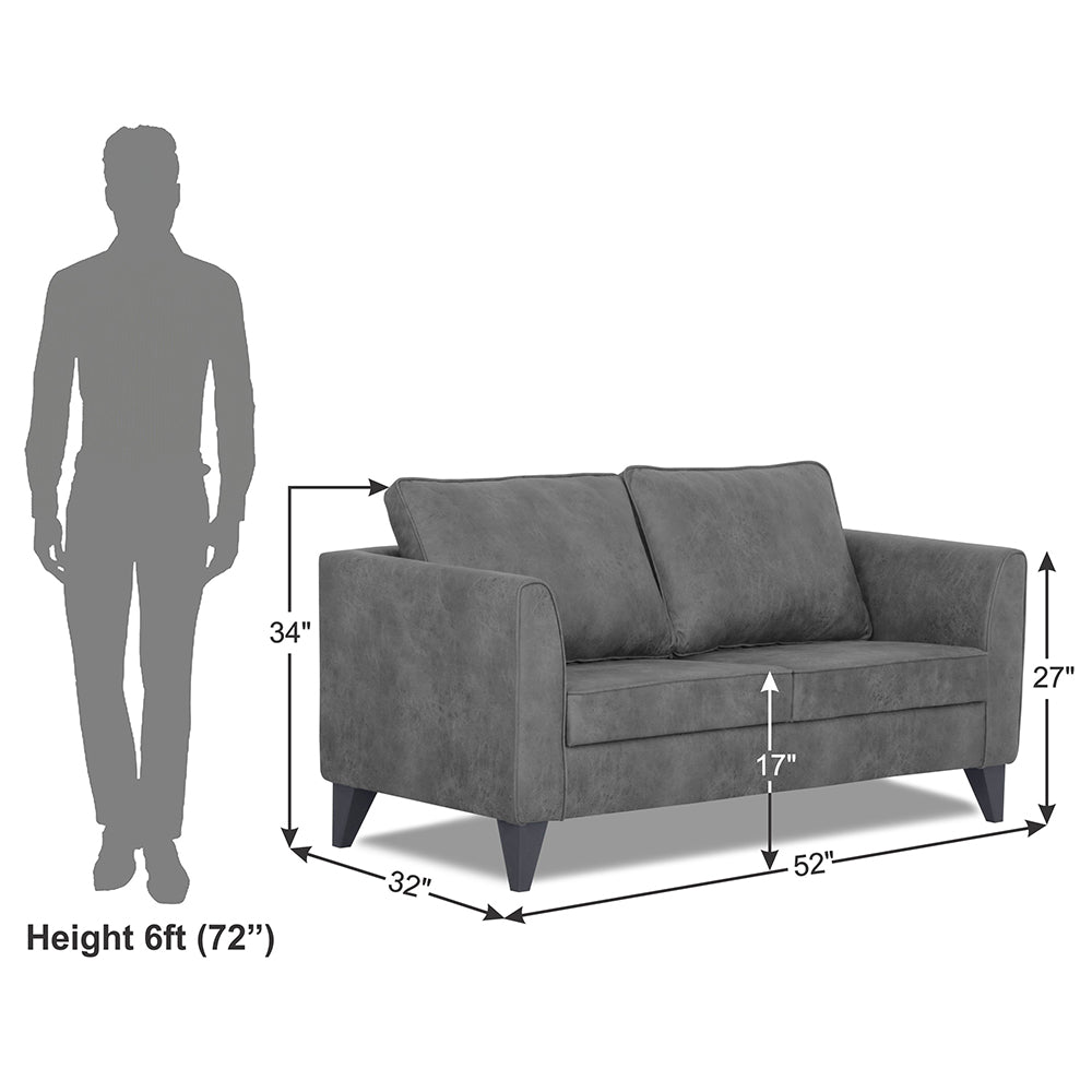 Adorn India Enzo Decent Premium Leatherette Suede 2 Seater Sofa (Grey)