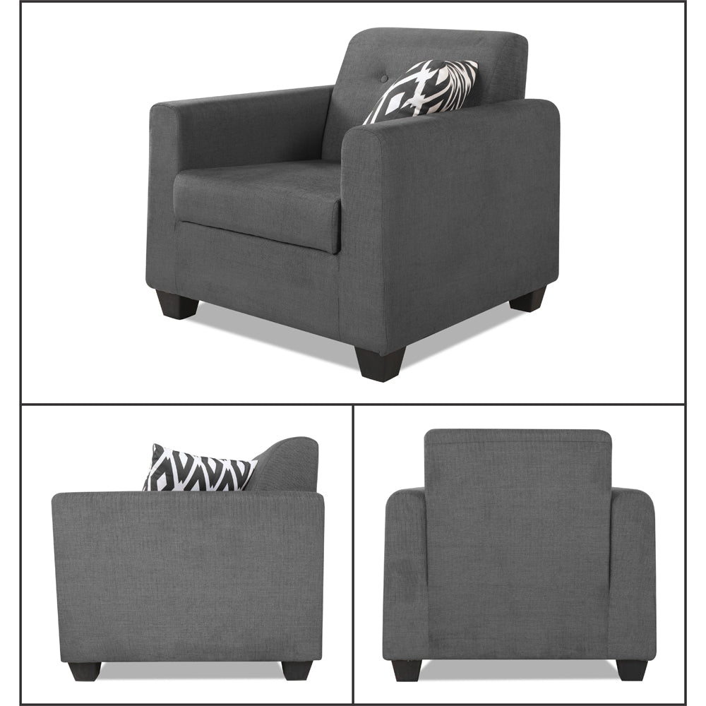 Adorn India Blazer Plus 3-1-1 Five Seater Sofa Set (Grey)