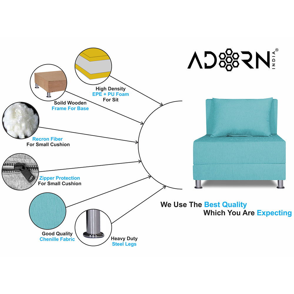 Adorn India Easy Alyn Plus Decent 1 Seater Sofa Cum Bed (2.5x6) (Aqua Blue) (1 Year Warranty)