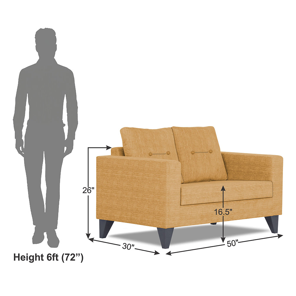 Adorn India Hallton Tufted 2 Seater Sofa (Beige) (3 Year Warranty)