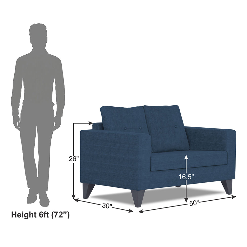 Adorn India Hallton Tufted 2 Seater Sofa (Blue) (3 Year Warranty)