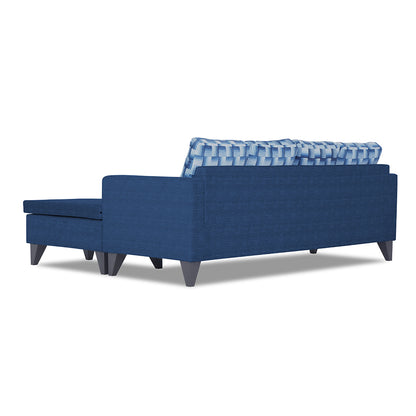 Adorn India Calloway Bricks L Shape 5 Seater Sofa Set (Right Hand Side) (Blue)
