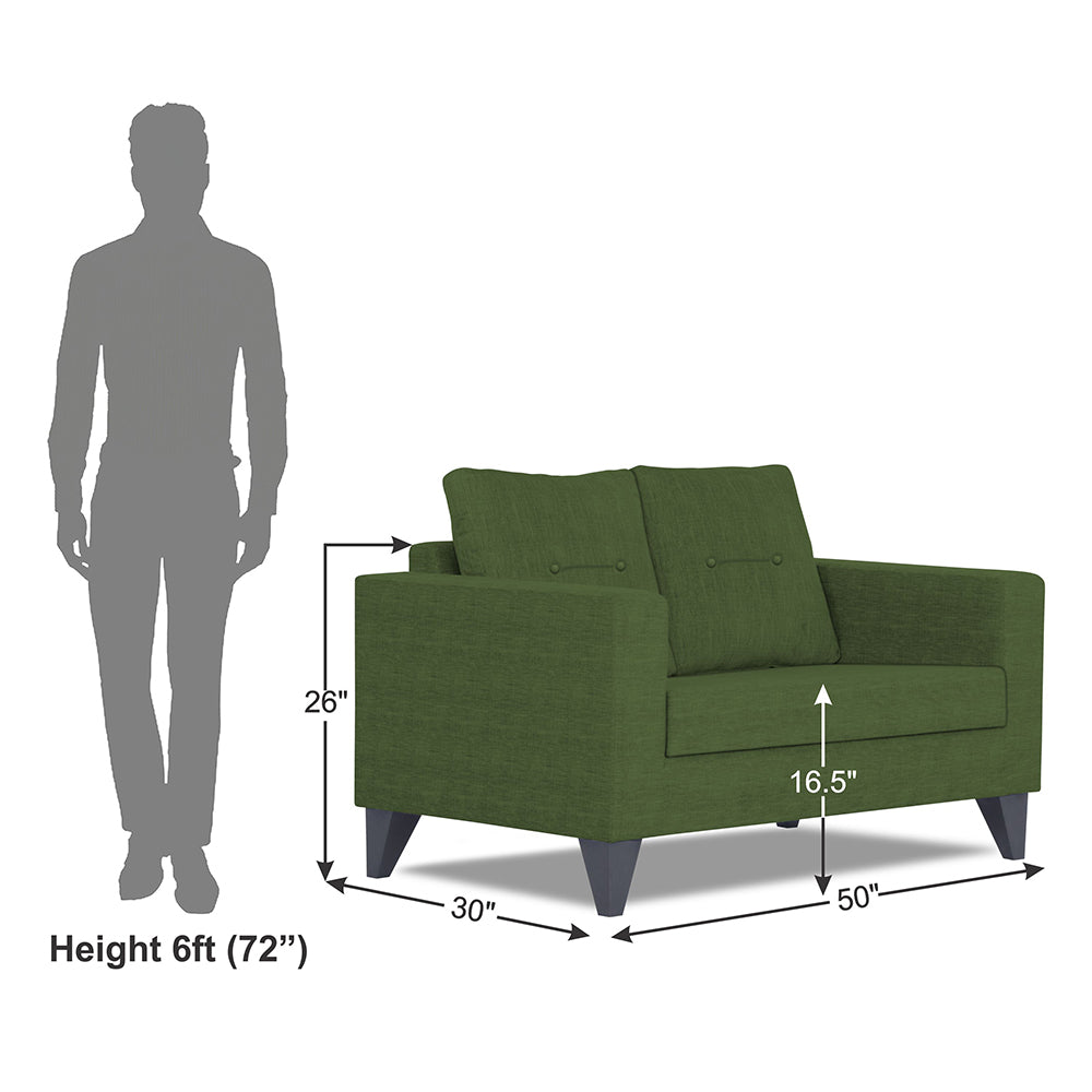 Adorn India Hallton Tufted 2 Seater Sofa (Green) (3 Year Warranty)
