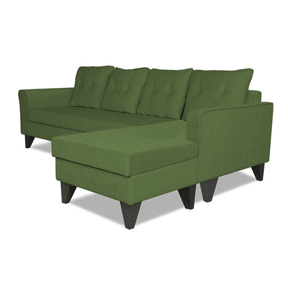 Adorn India Maddox Tufted L Shape 5 Seater Sofa Set (Right Hand Side) (Green)