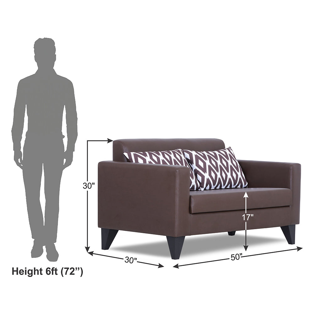 Adorn India Bladen Leatherette 2 Seater Sofa (Brown)