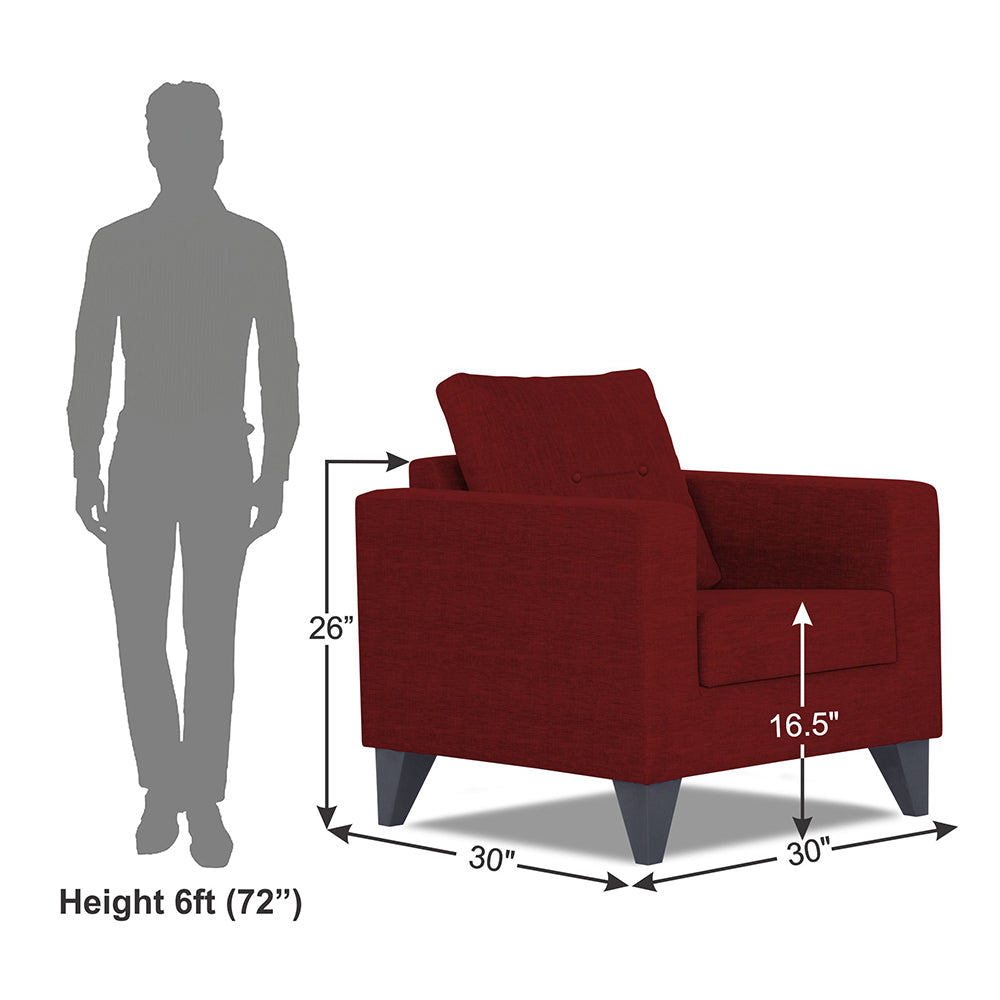 Adorn India Hallton Tufted 1 Seater Sofa (Maroon) (3 Year Warranty)