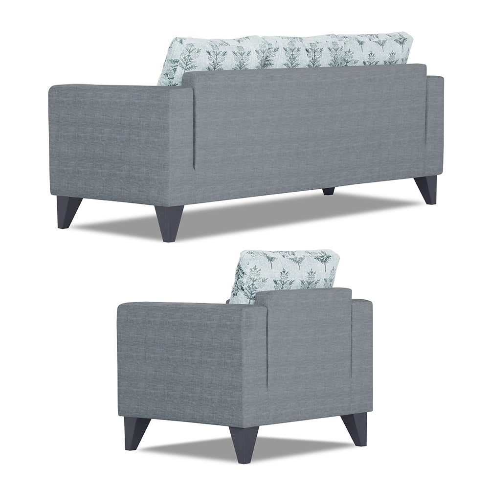 Adorn India Straight line Plus Leaf 3+1+1 5 Seater Sofa Set (Grey) (3 Year Warranty)