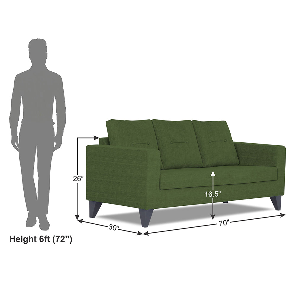 Adorn India Hallton Tufted 3 Seater Sofa (Green) (3 Year Warranty)