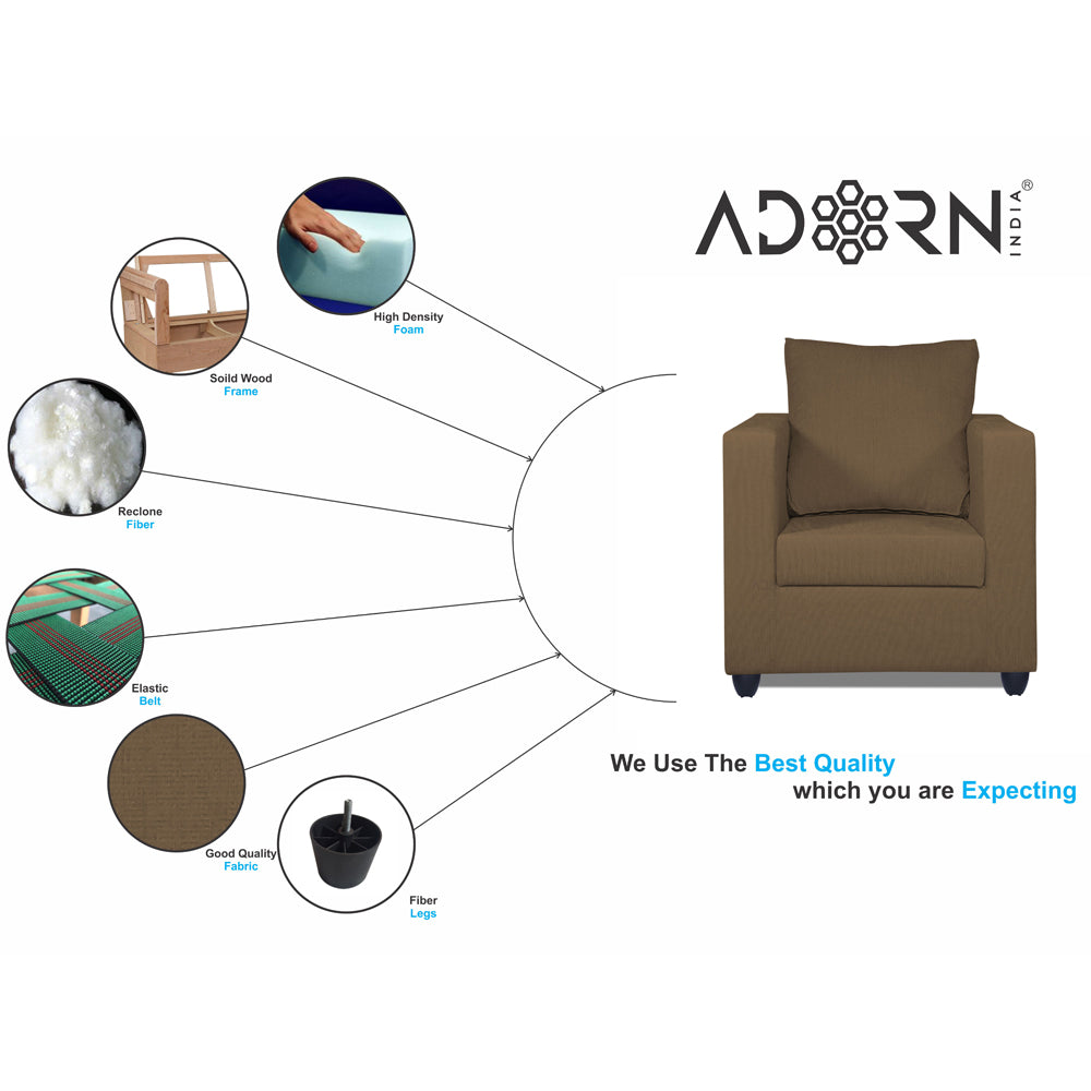 Adorn India Zink 1 Seater Sofa (Brown)