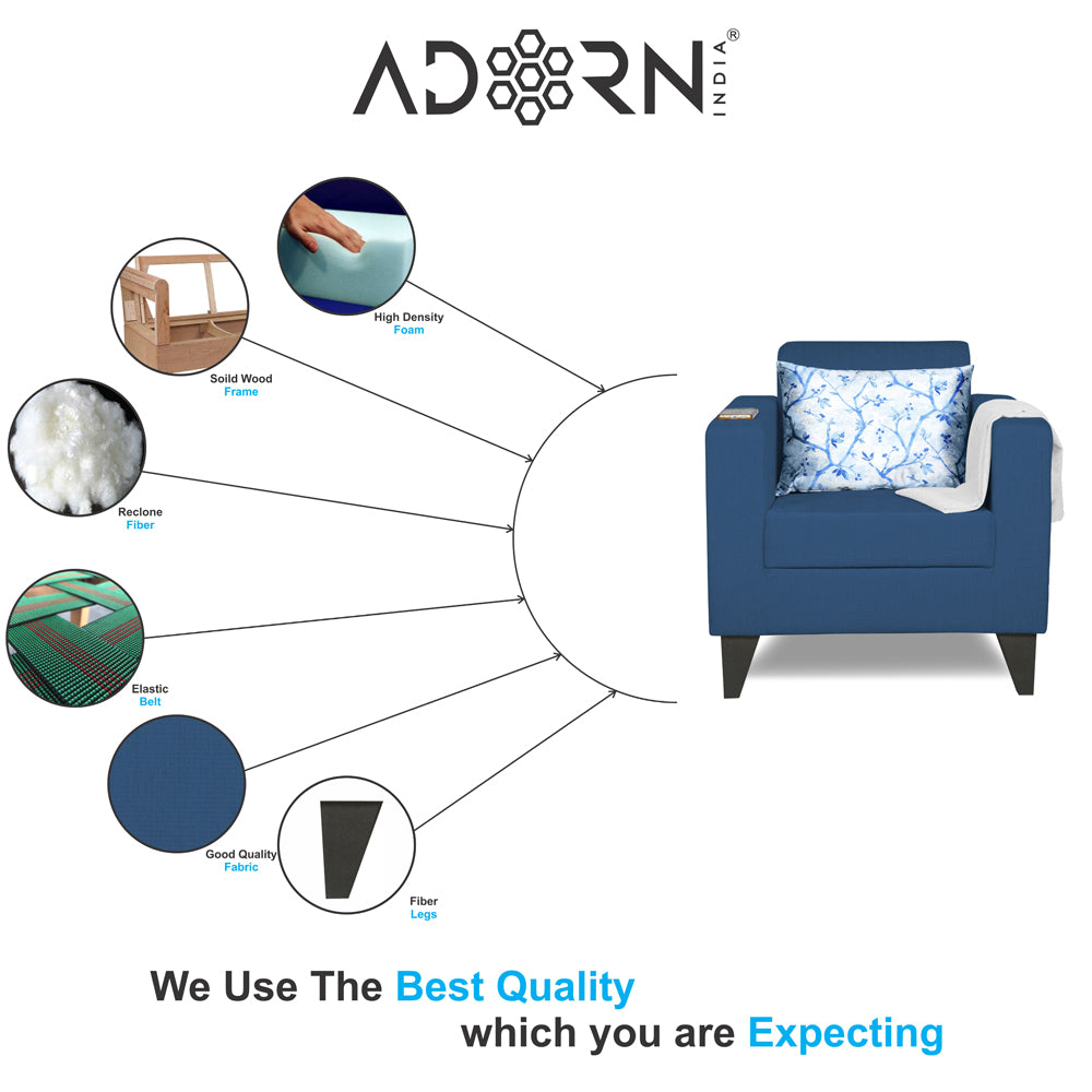 Adorn India Bladen 1 Seater Sofa (Blue)