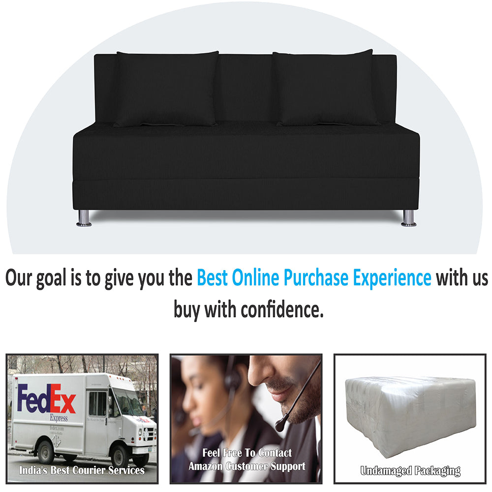 Adorn India Easy Alyn Plus Decent 3 Seater Sofa Cum Bed (5x6) (Black) (1 Year Warranty)