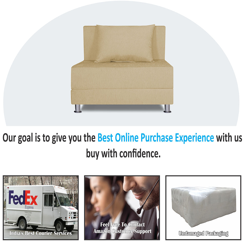 Adorn India Easy Alyn Plus Decent 2 Seater Sofa Cum Bed (3x6) (Beige) (1 Year Warranty)