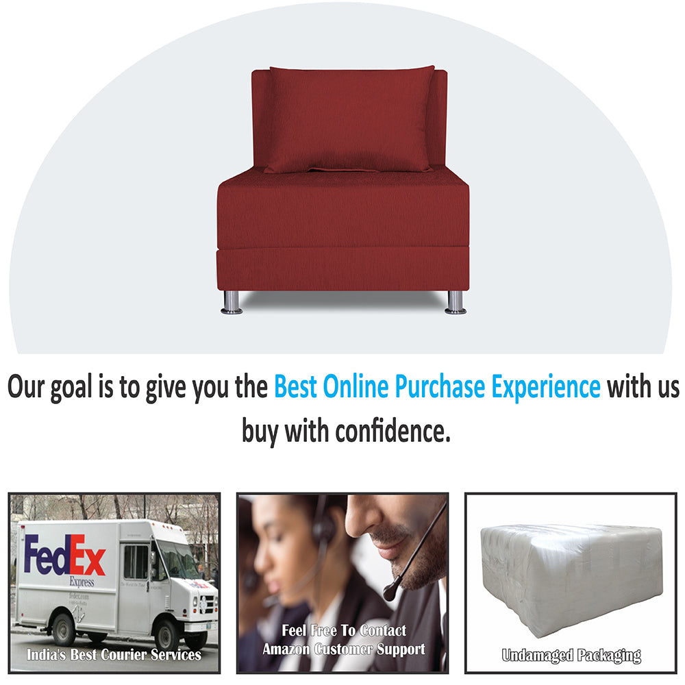 Adorn India Easy Alyn Plus Decent 1 Seater Sofa Cum Bed (2.5x6) (Maroon) (1 Year Warranty)