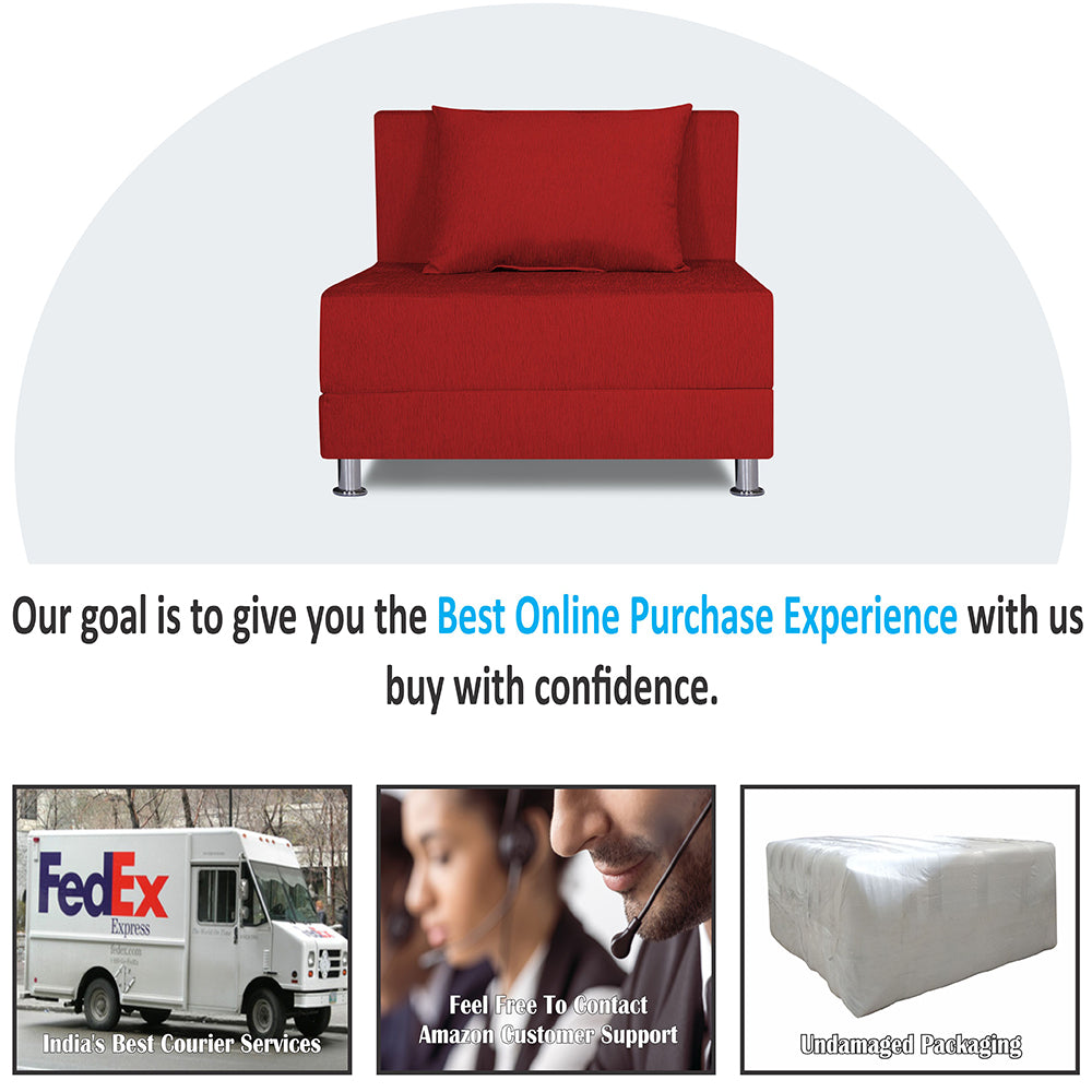 Adorn India Easy Alyn Plus Decent 2 Seater Sofa Cum Bed (3x6) (Red) (1 Year Warranty)