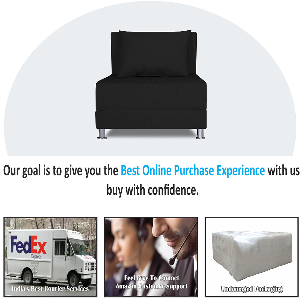 Adorn India Easy Alyn Plus Decent 1 Seater Sofa Cum Bed (2.5x6) (Black) (1 Year Warranty)