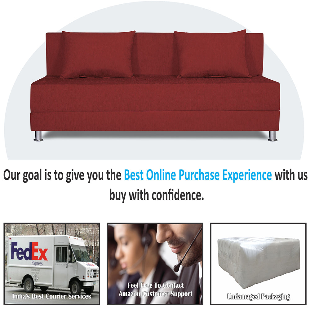 Adorn India Easy Alyn Plus Decent 4 Seater Sofa Cum Bed (6x6) (Maroon)(1 Year Warranty)