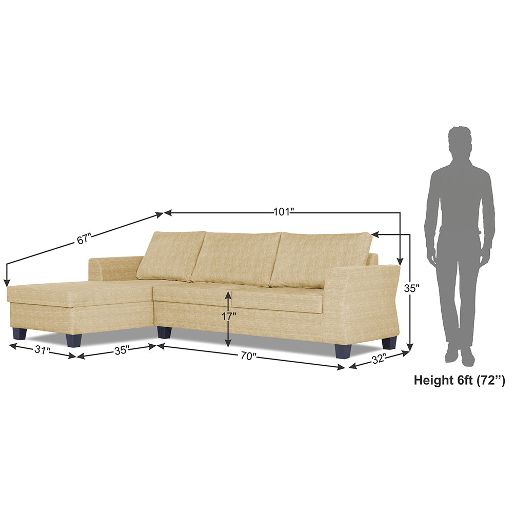 Adorn India Valencia Plus Decent L Shape 6 Seater Sofa Set (Left Hand Side) (Beige)
