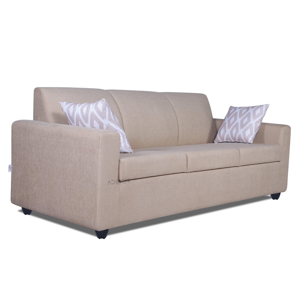 Adorn India Monteno 5 Seater 3+2 Wood Sofa Set (Beige) (3 Year Warranty)