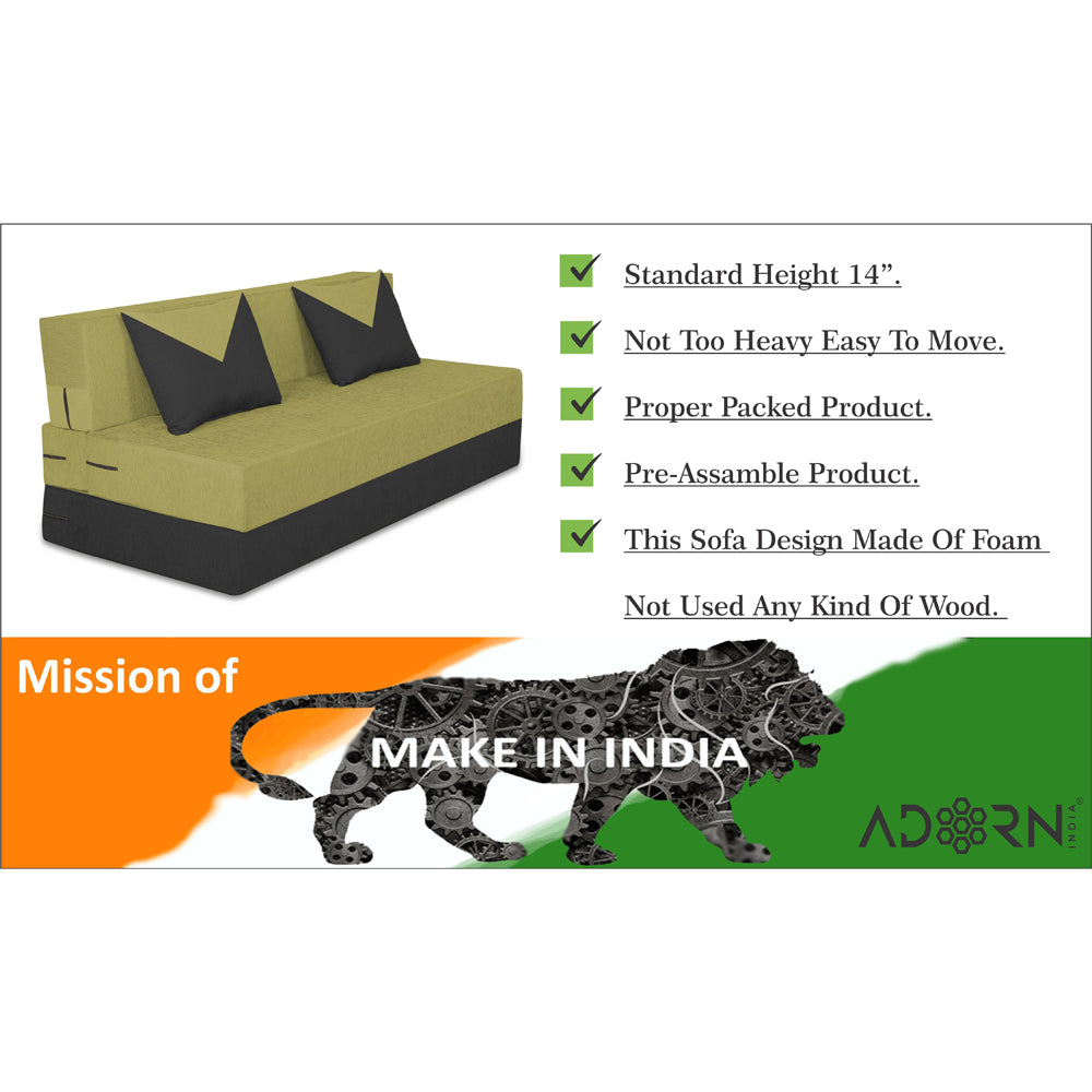 Adorn India Easy Boom 4 Seater Sofa Cum Bed 6 x 6 (Green & Black) (1 Year Warranty)