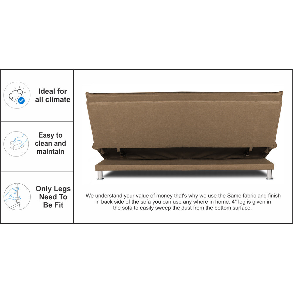 Adorn India Arden 4 Seater Sofa Cum Bed 4 x 6 (Camel) (3 Year Warranty)