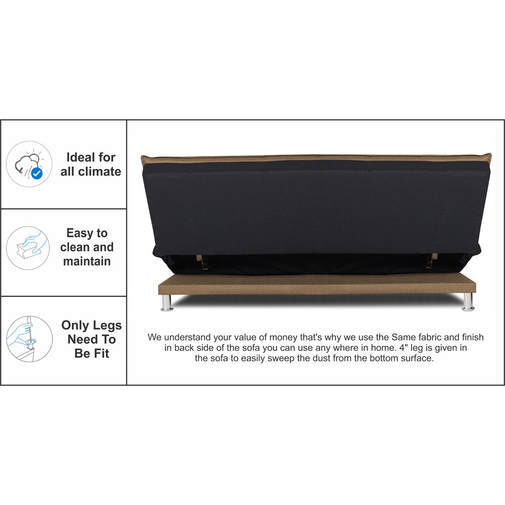 Adorn India Exclusive Two Tone Arden 4 Seater Sofa Cum Bed 4 x 6 (Camel & Black) (3 Year Warranty)
