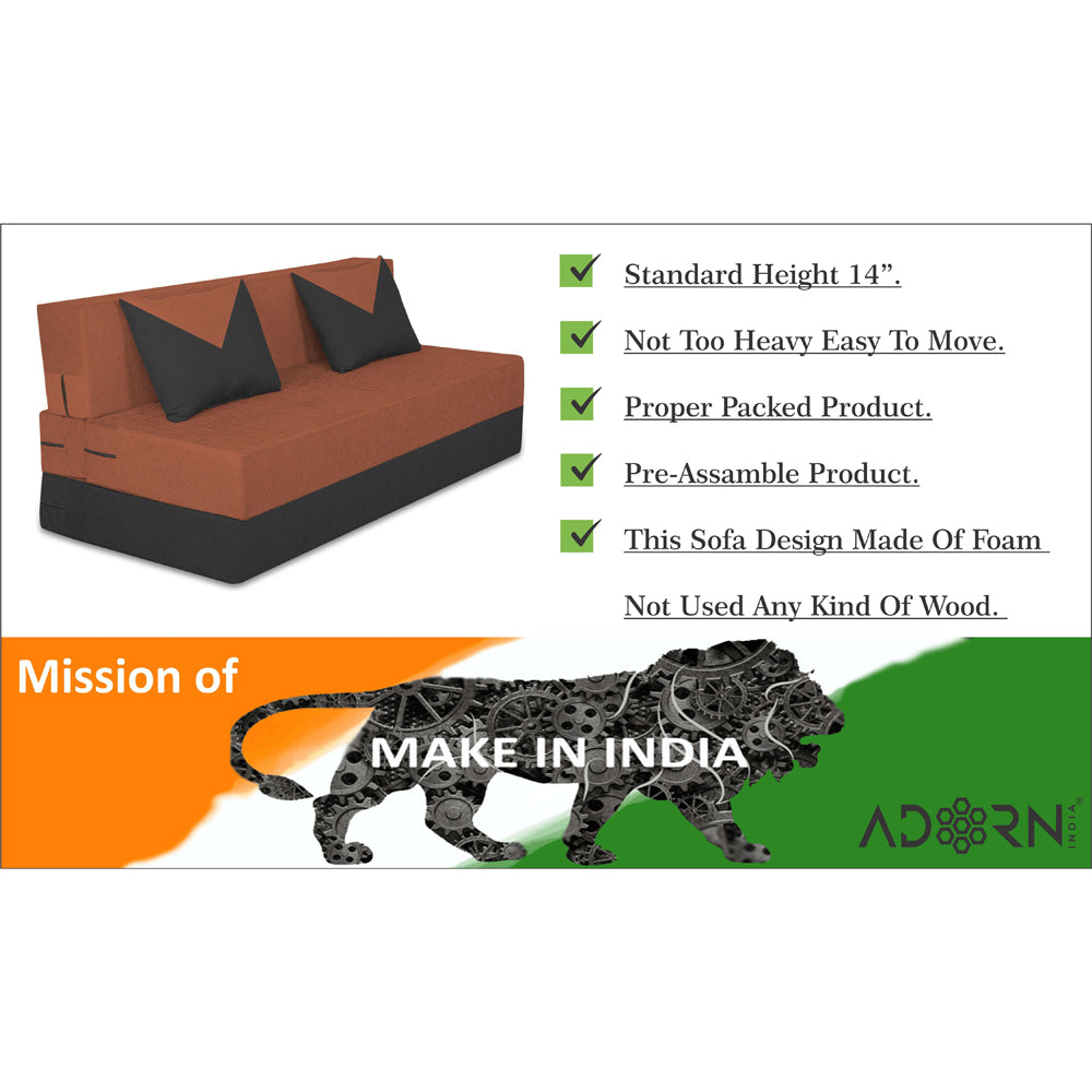Adorn India Easy Boom 2 Seater Sofa Cum Bed 4 x 6 (Rust & Black) (1 Year Warranty)