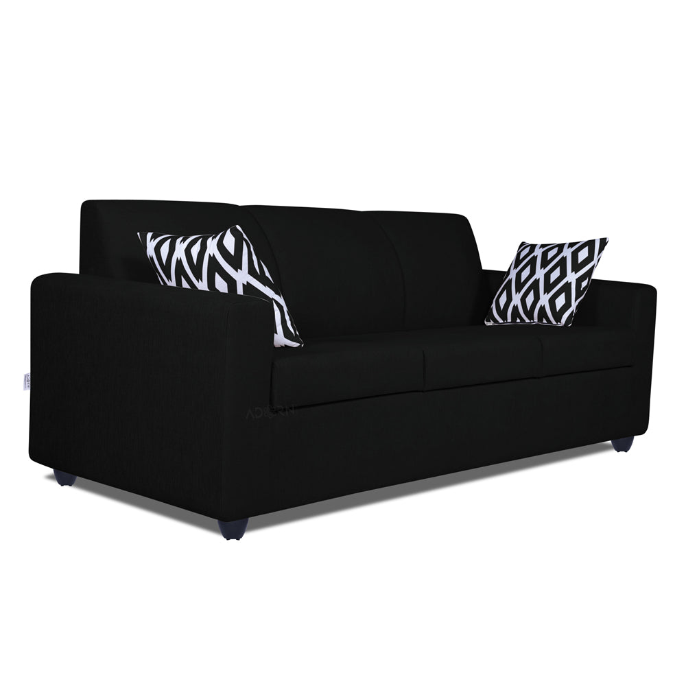 Adorn India Monteno Five Seater 3+2 Sofa Set (Black) (3 Year Warranty)