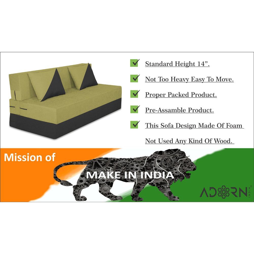 Adorn India Easy Desmond 2 Seater Sofa Cum Bed 4 x 6 (Green & Black) (1 Year Warranty)