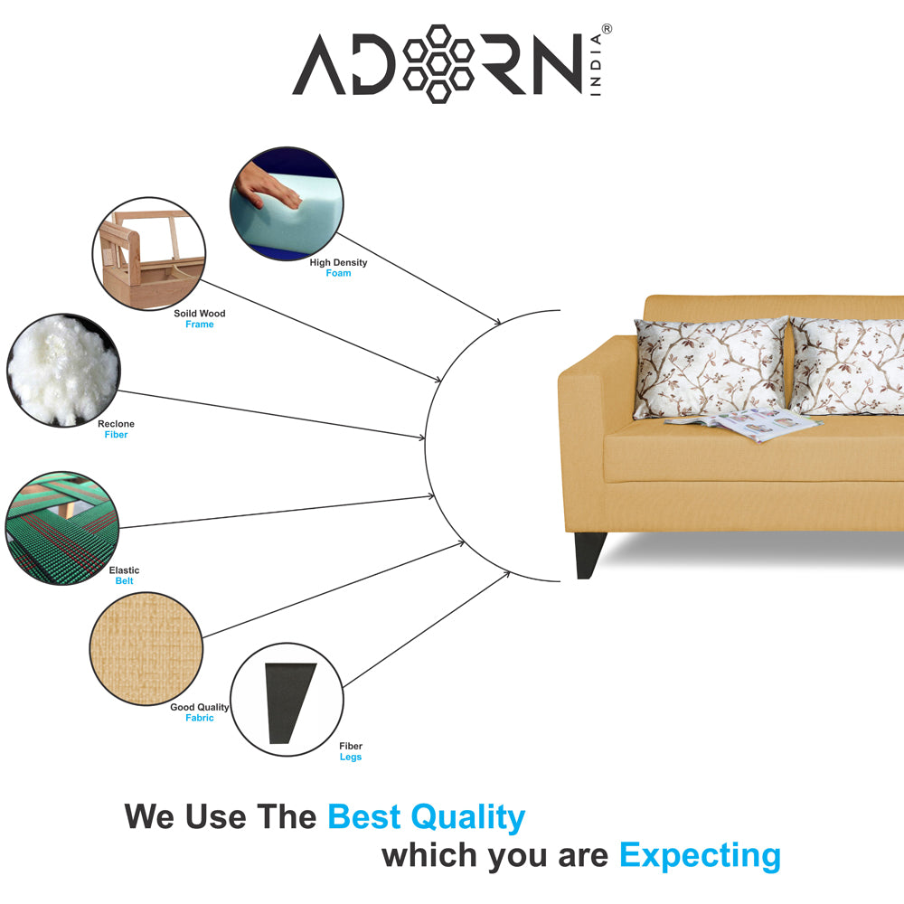 Adorn India Bladen 3-1-1 Five Seater Sofa Set (Wood,Foam) (Beige)