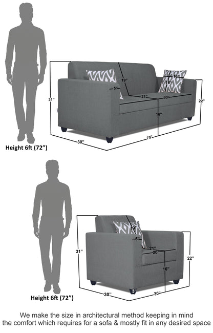 Adorn India Rio Highback 3-1-1 5 Seater Sofa Set (Grey)