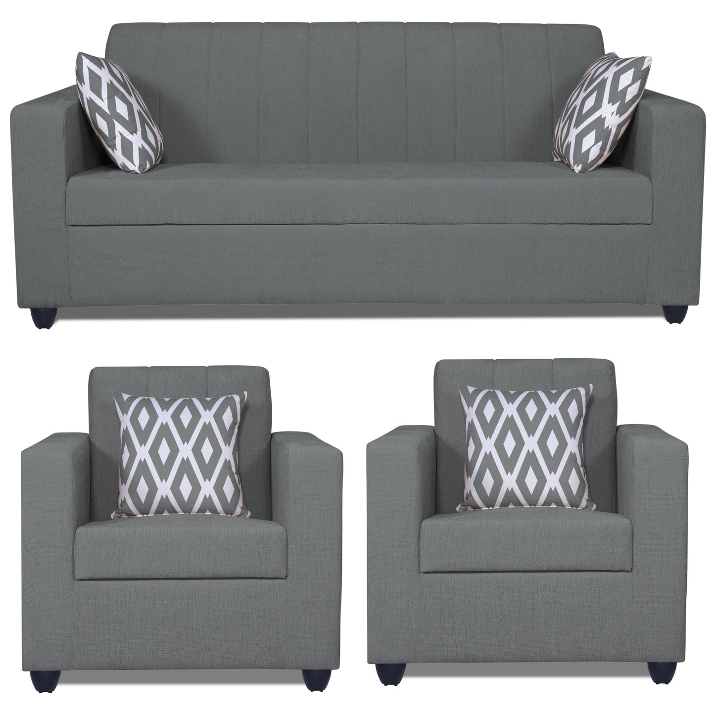 Adorn India Rio Highback 3-1-1 5 Seater Sofa Set (Grey)