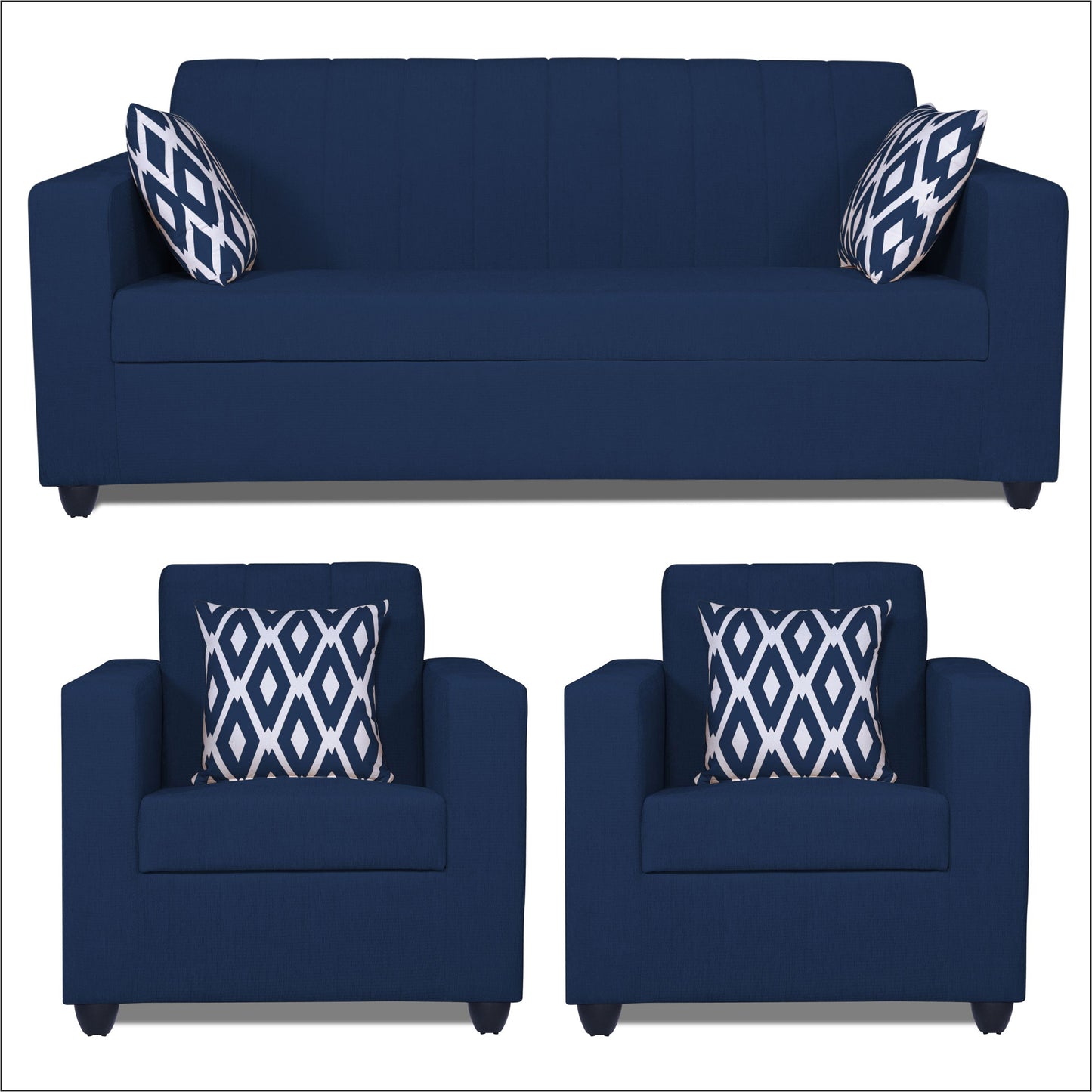 Adorn India Rio Highback 3-1-1 5 Seater Sofa Set (Blue)