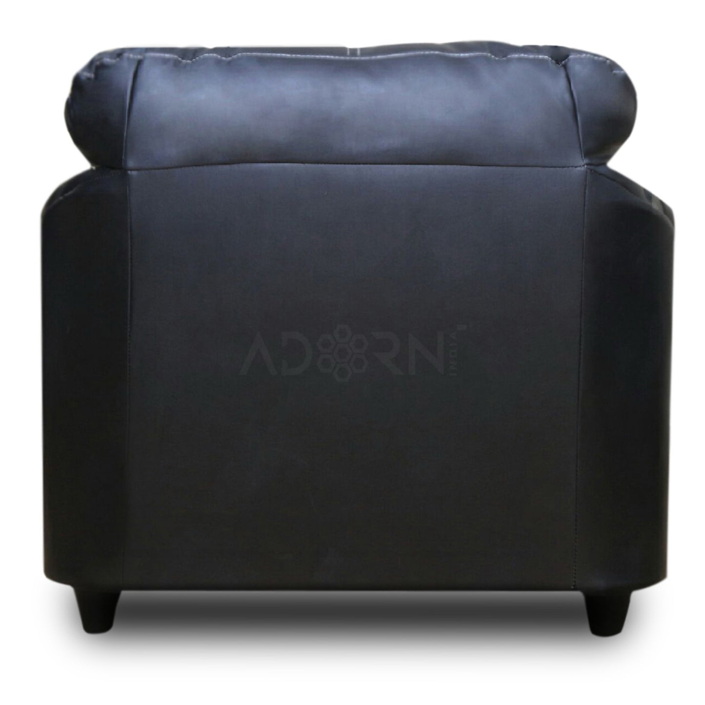 Adorn India Webster Leatherette Five Seater Sofa Set 3-1-1 (Black)