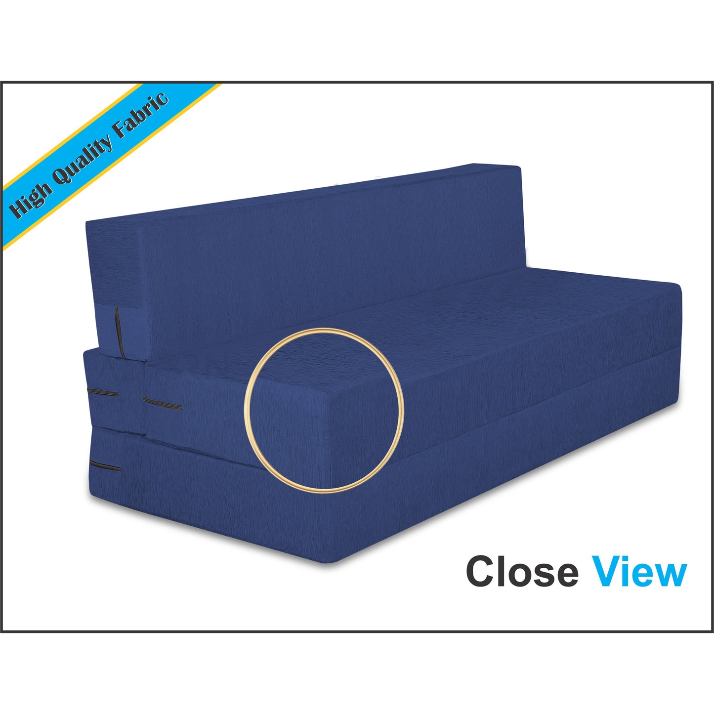 Adorn India Easy Three Seater Sofa Cum Bed Floral '6 x 6' (Fabric, Blue)