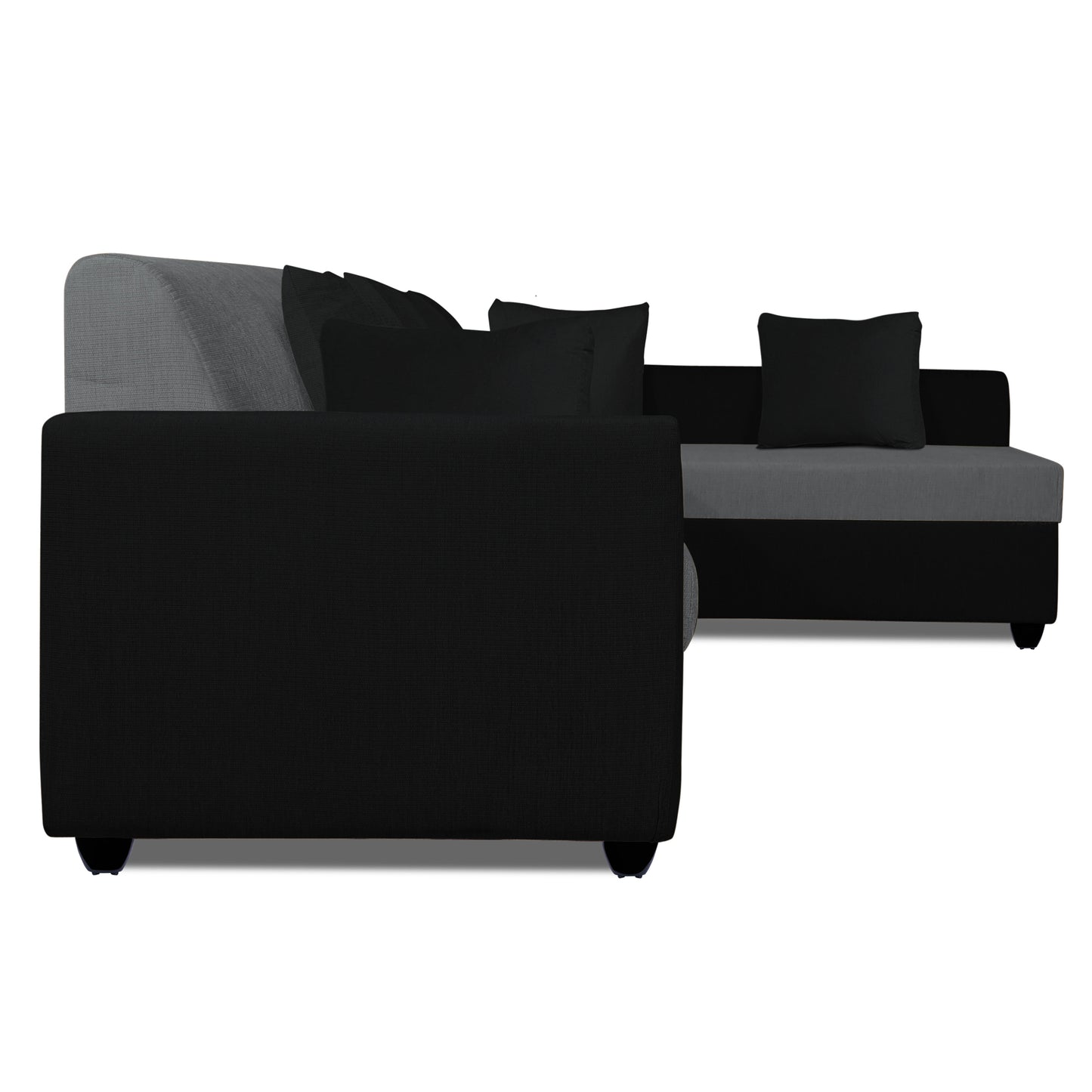 Adorn India Rio Decent L Shape 6 Seater coner Sofa Set (Right Side Handle) (Grey & Black) (3 Year Warranty)