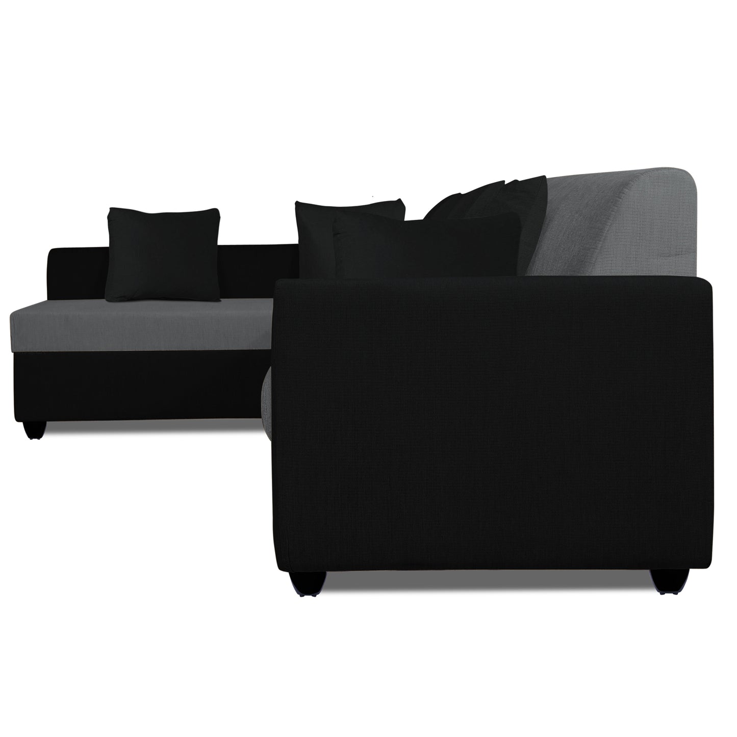 Adorn India Rio Decent L Shape 6 Seater Left Side Handle Corner Sofa Set (Grey and Black) (3 Year Warranty)