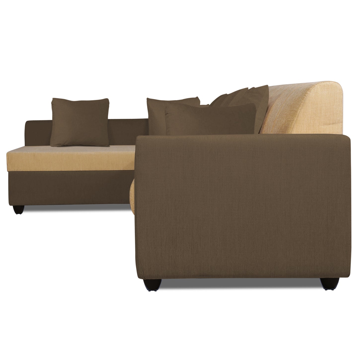 Adorn India Rio Decent L Shape 6 Seater Corner Sofa Set Left Side Handle (Brown and Beige) (3 Year Warranty)