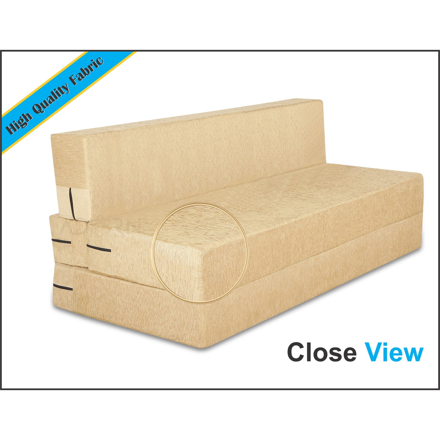 Adorn India Easy Two Seater Sofa Cum Bed Floral '4 x 6' (Beige), Foam