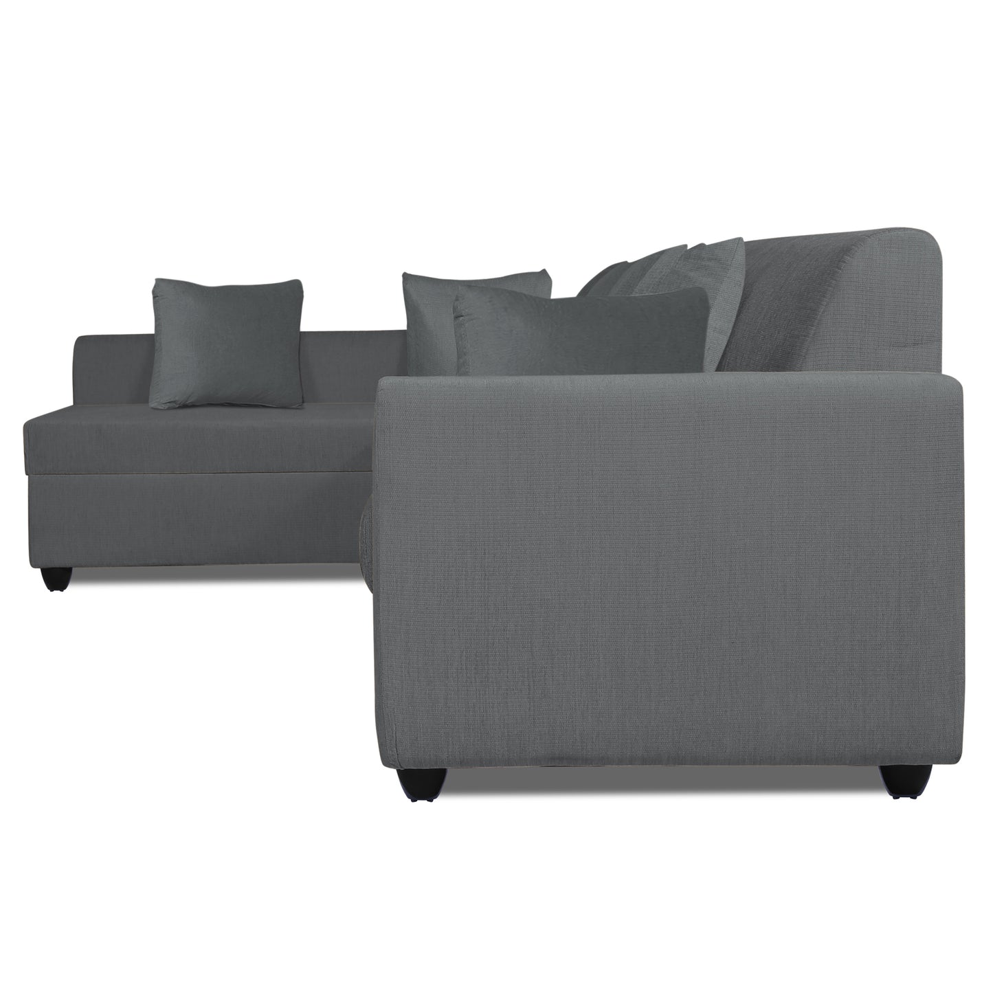 Adorn India Rio Decent L Shape 6 Seater Corner Sofa Set Left Side Handle (Grey) (3 Year Warranty)