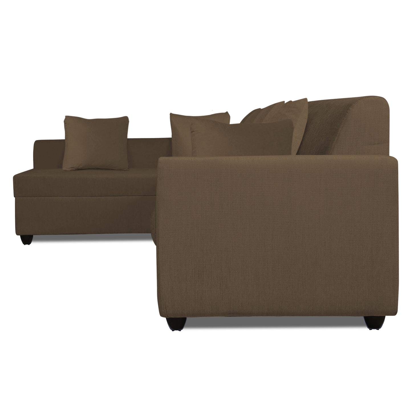 Adorn India Rio Decent L Shape 6 Seater Corner Sofa Set Left Side Handle (Brown) (3 Year Warranty)