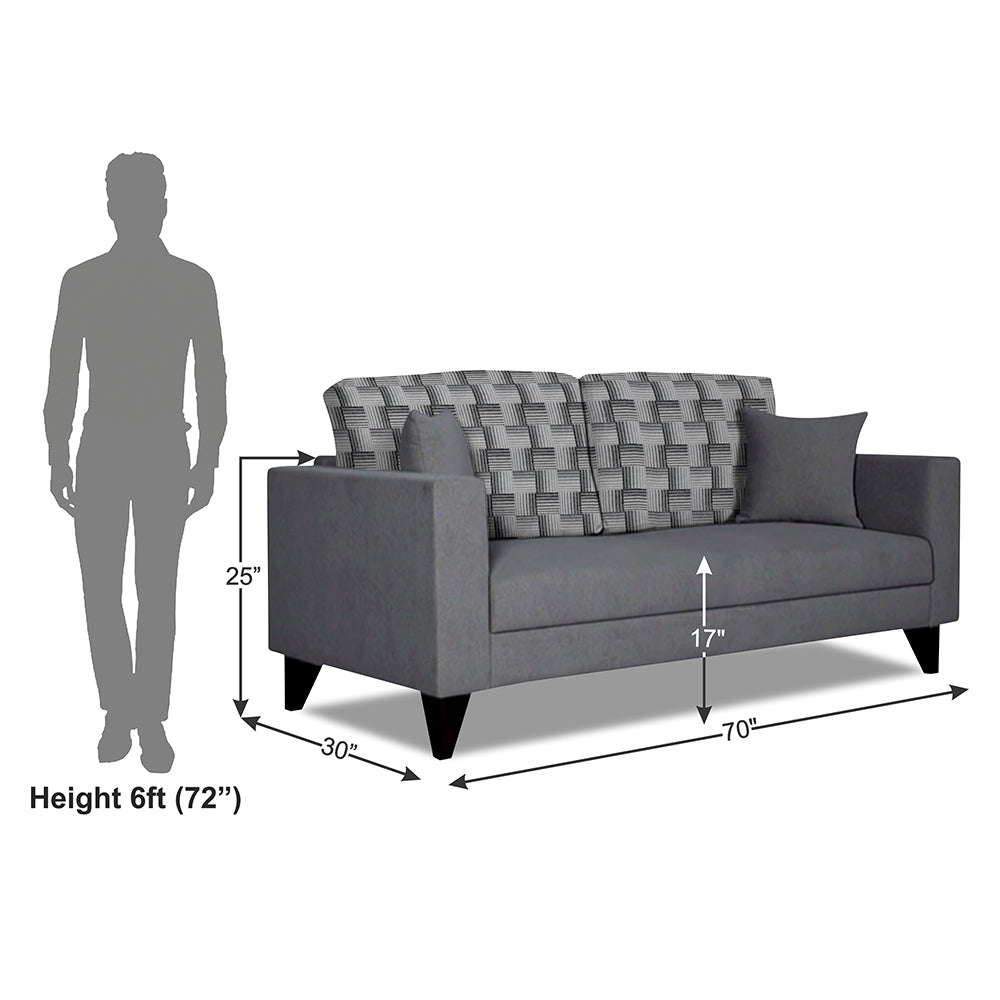 Adorn India Berlin Bricks 3 Seater Sofa (Grey) Martin Plus (3 Year Warranty)