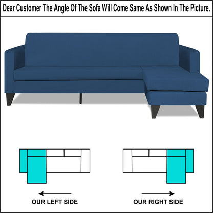 Adorn India Aladra L Shape Decent 5 Seater Sofa Set (Right Hand Side) (Blue)