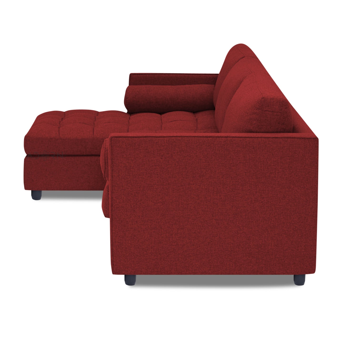 Adorn India Alexander L Shape 6 Seater Sofa (Left Side Handle)(Maroon)