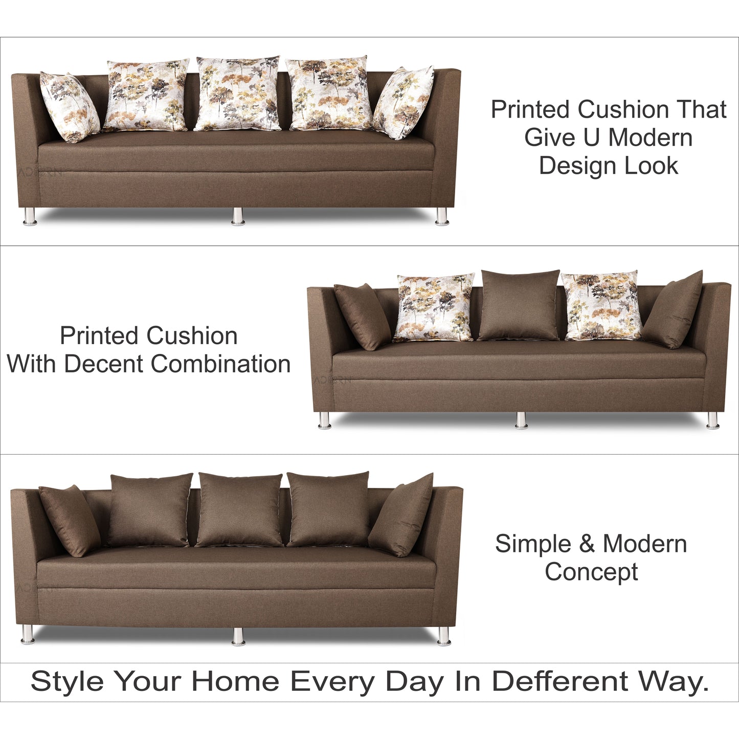Adorn India Alica 3-1-1 5 Seater Sofa Set(Camel)