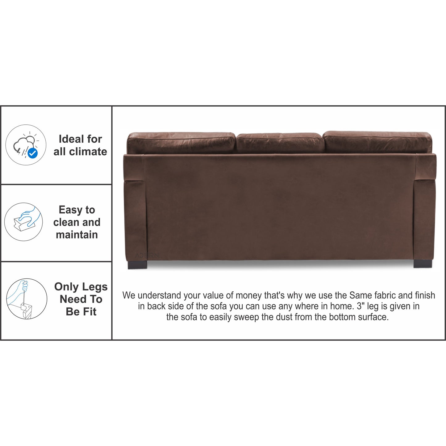 Adorn India Exclusive Rosina Leatherette 3+2 Sofa Set (Light Brown)